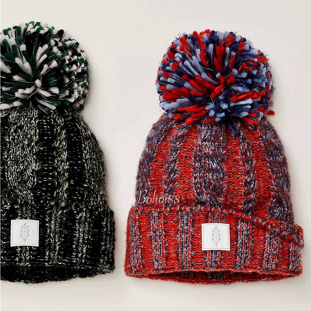 NEW Free People Pom Party Reflective Beanie